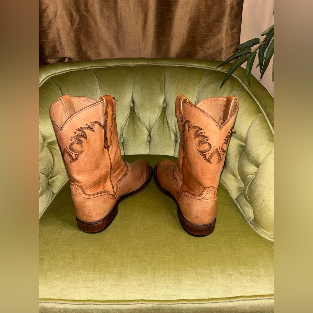 El Dorado Men's size 10.5 D Handmade Tan Leather Roper Cowboy Westen Boots​ - Picture 4 of 10